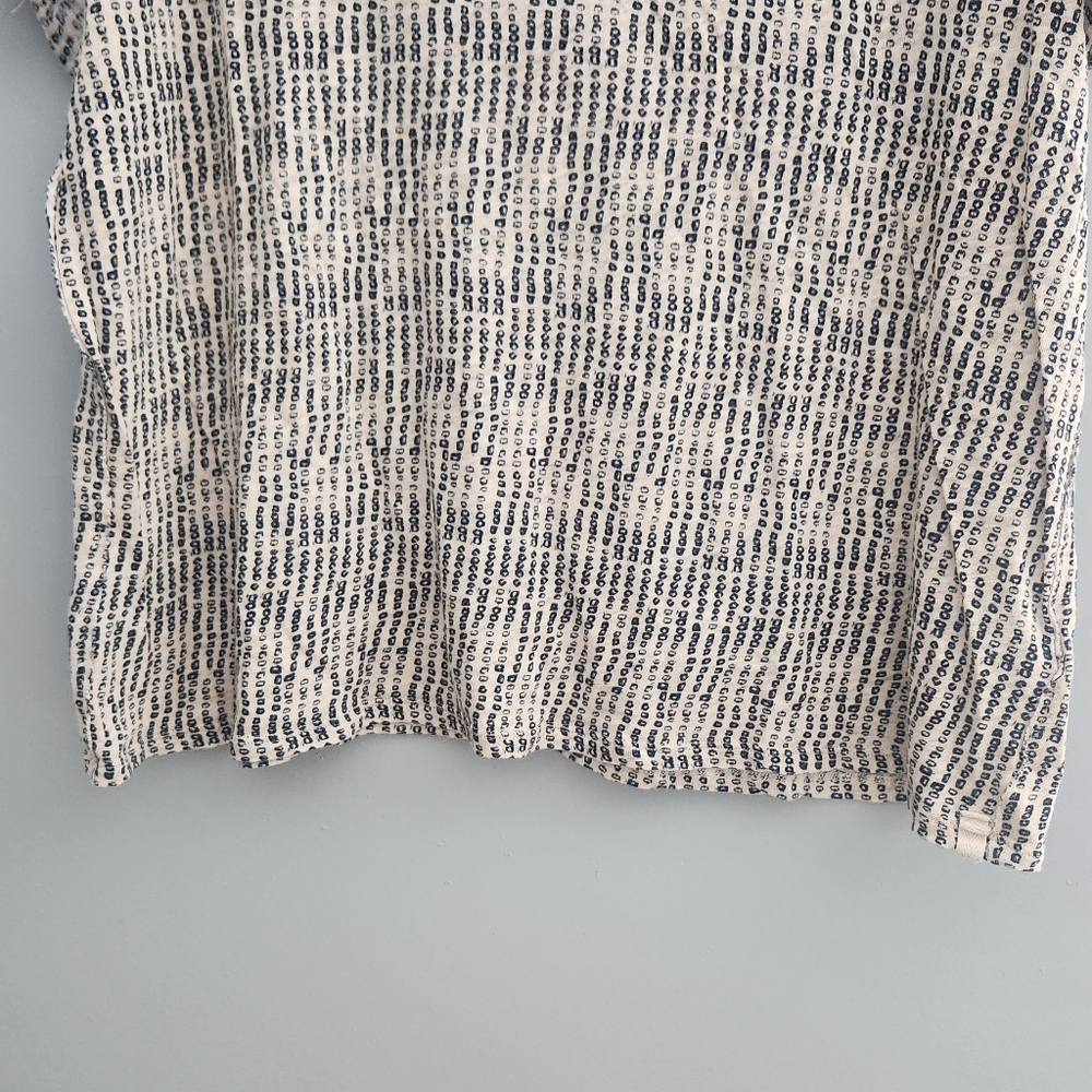 We The Free Cream and Black Oversized Flax Linen & Cotton Short Sleeve Knit Top - Picture 3 of 16